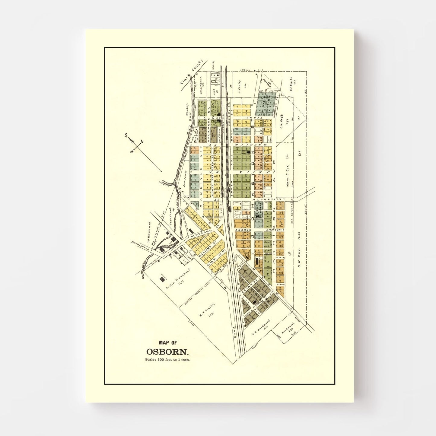 Vintage Map of Osborn, Ohio, 1896