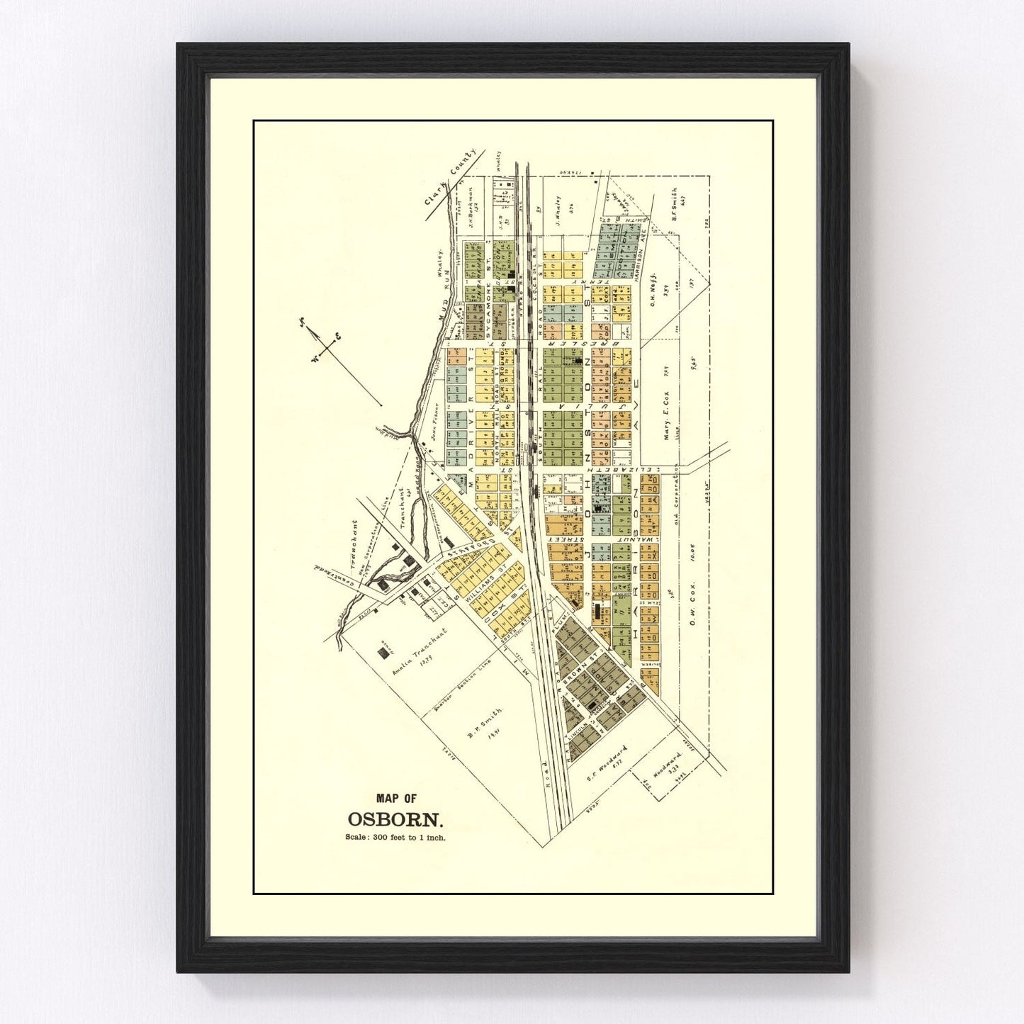 Vintage map of Osborn, Ohio, 1896