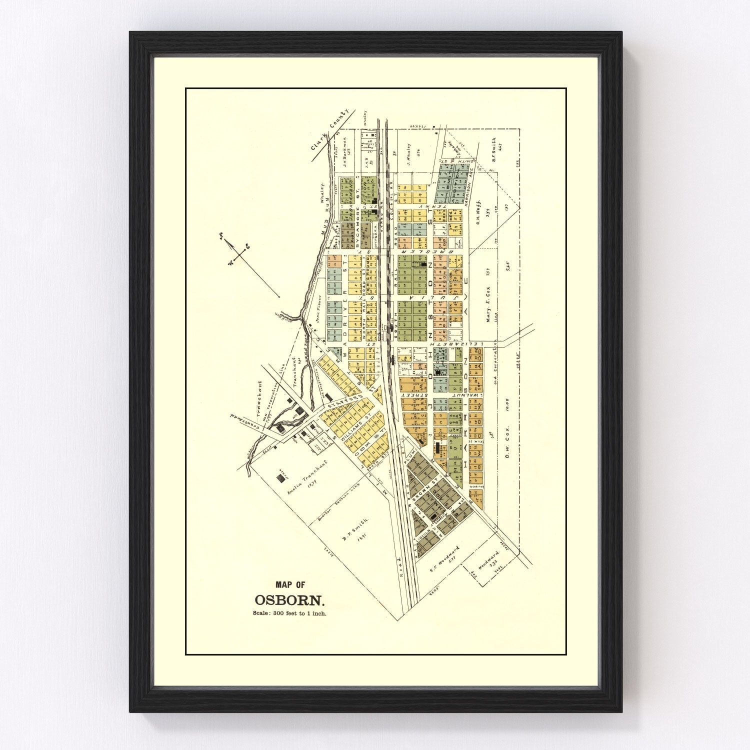 Vintage map of Osborn, Ohio, 1896