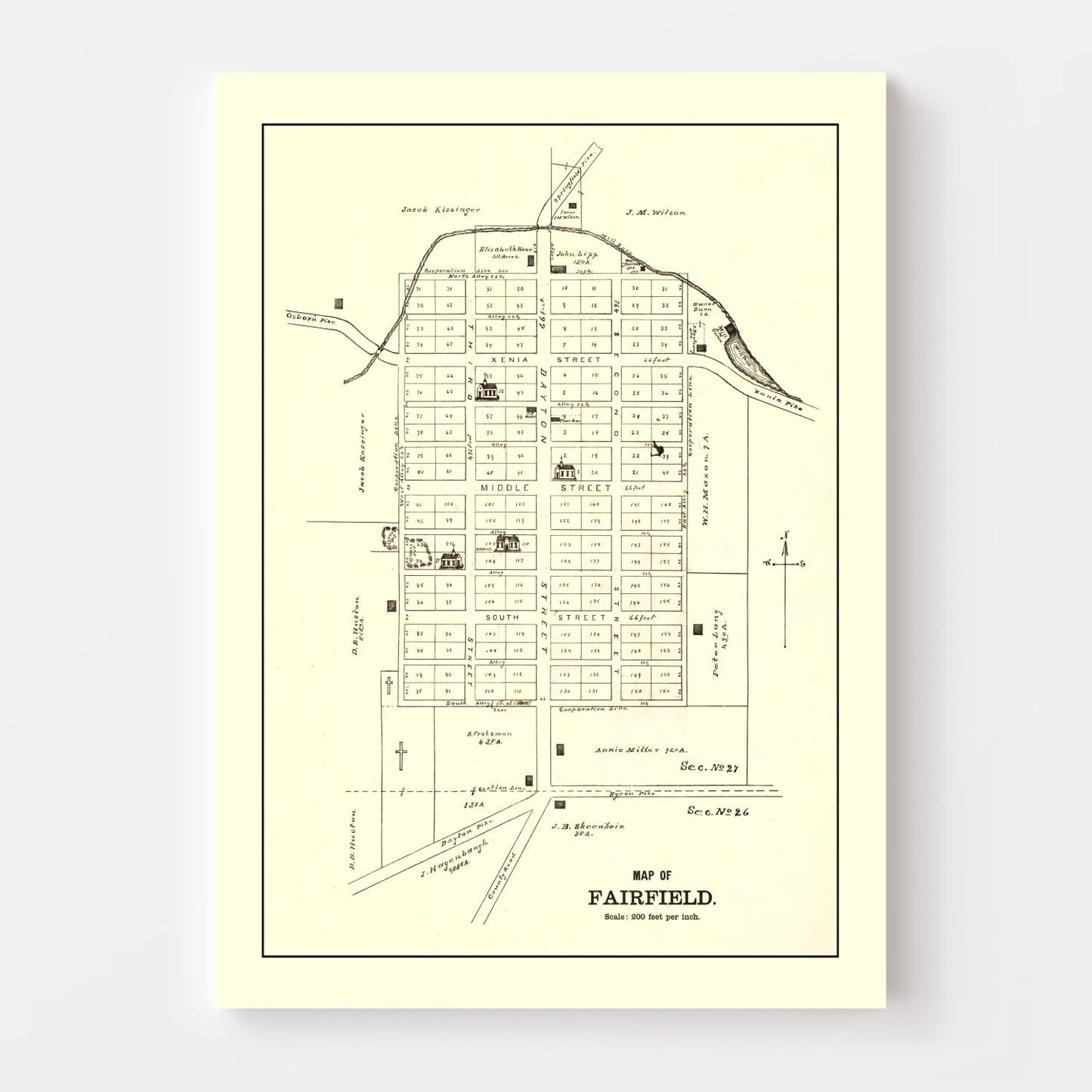 Vintage Map of Fairfield, Ohio, 1896
