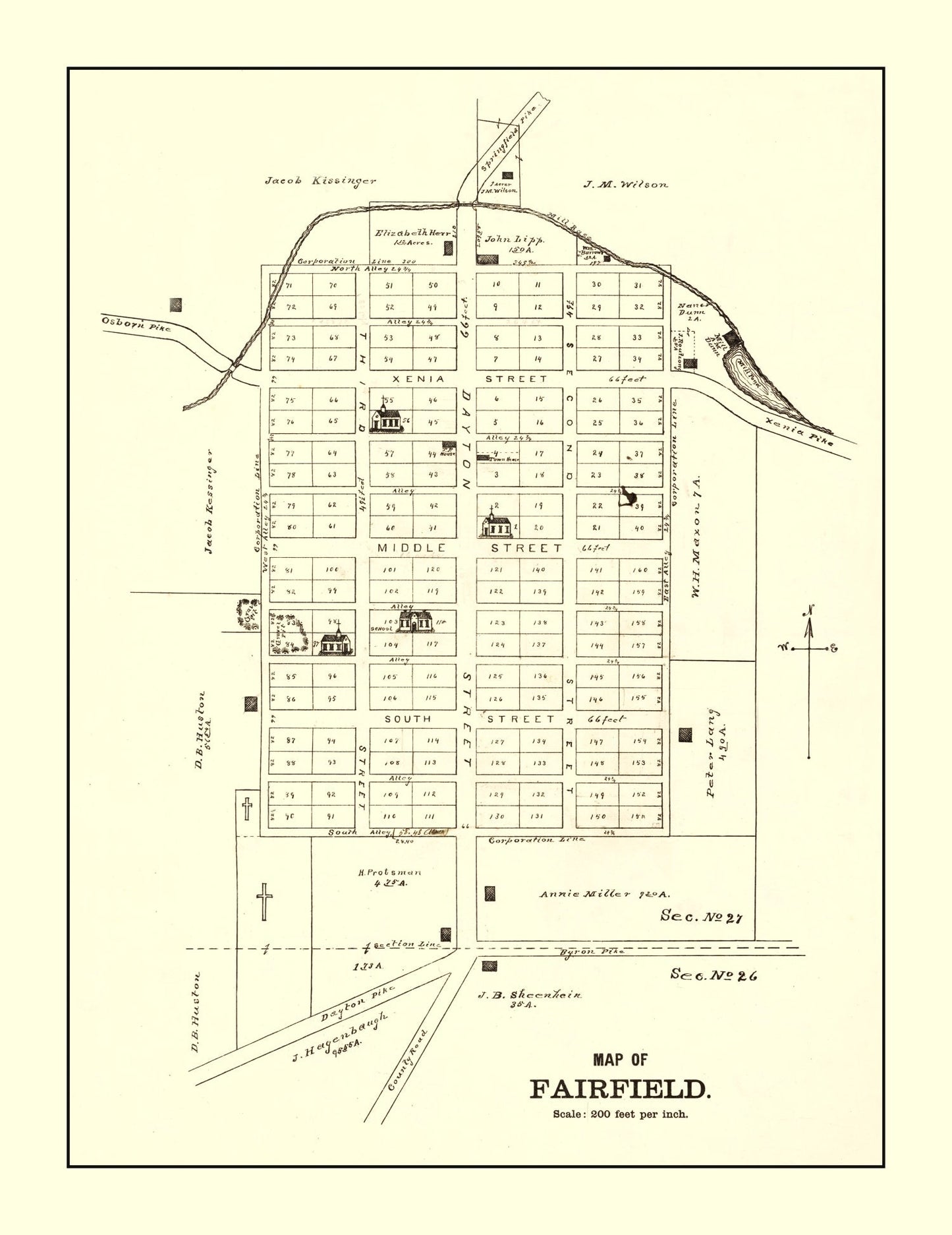 Vintage Map of Fairfield, Ohio, 1896
