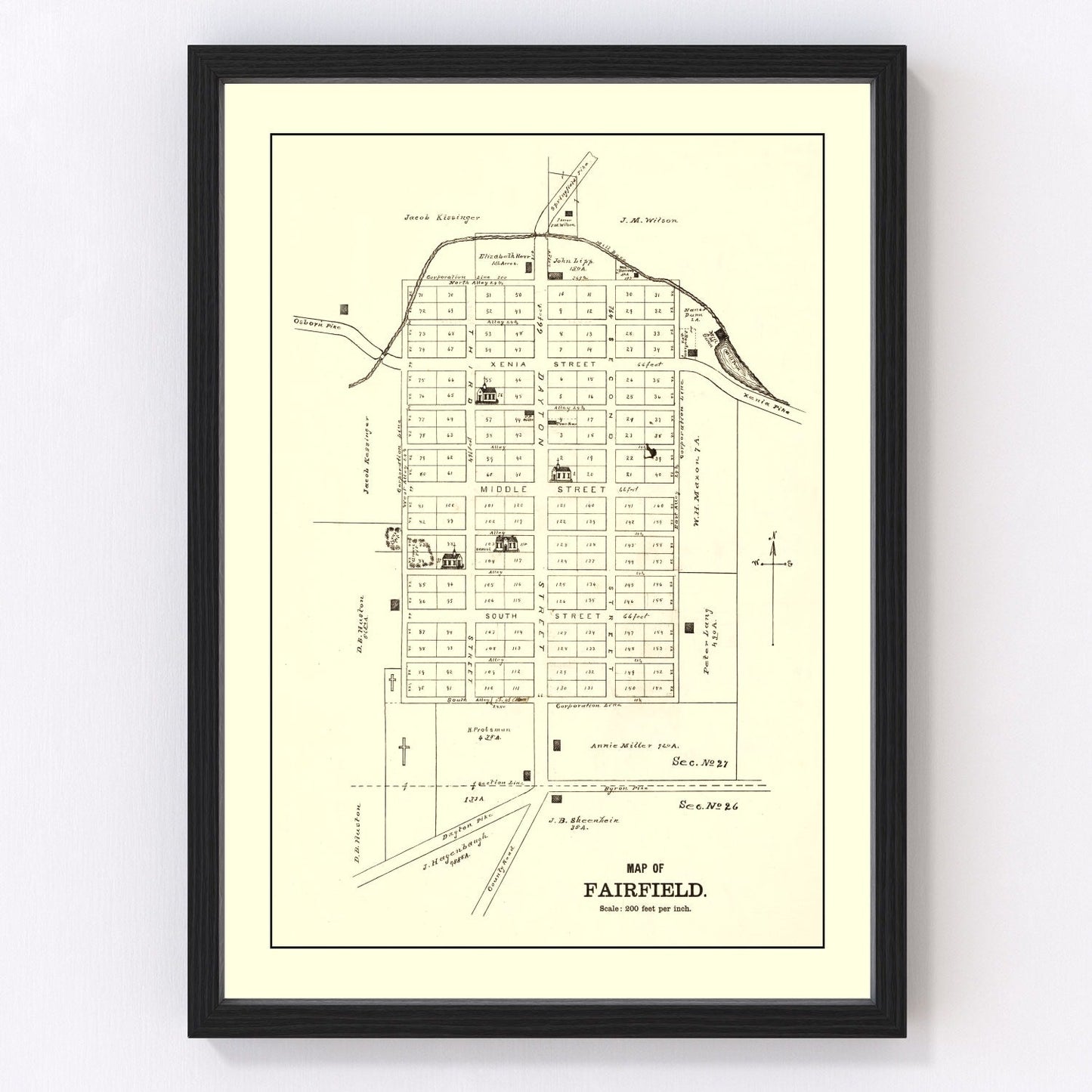 Vintage map of Fairfield, Ohio, 1896