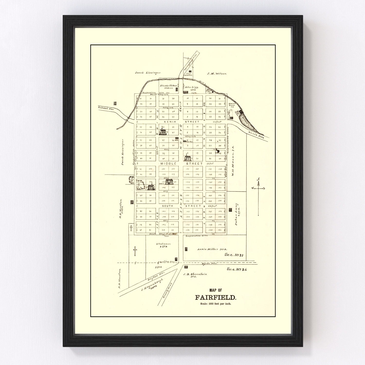 Vintage map of Fairfield, Ohio, 1896