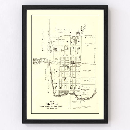 vintage map of Clifton, Ohio, 1896