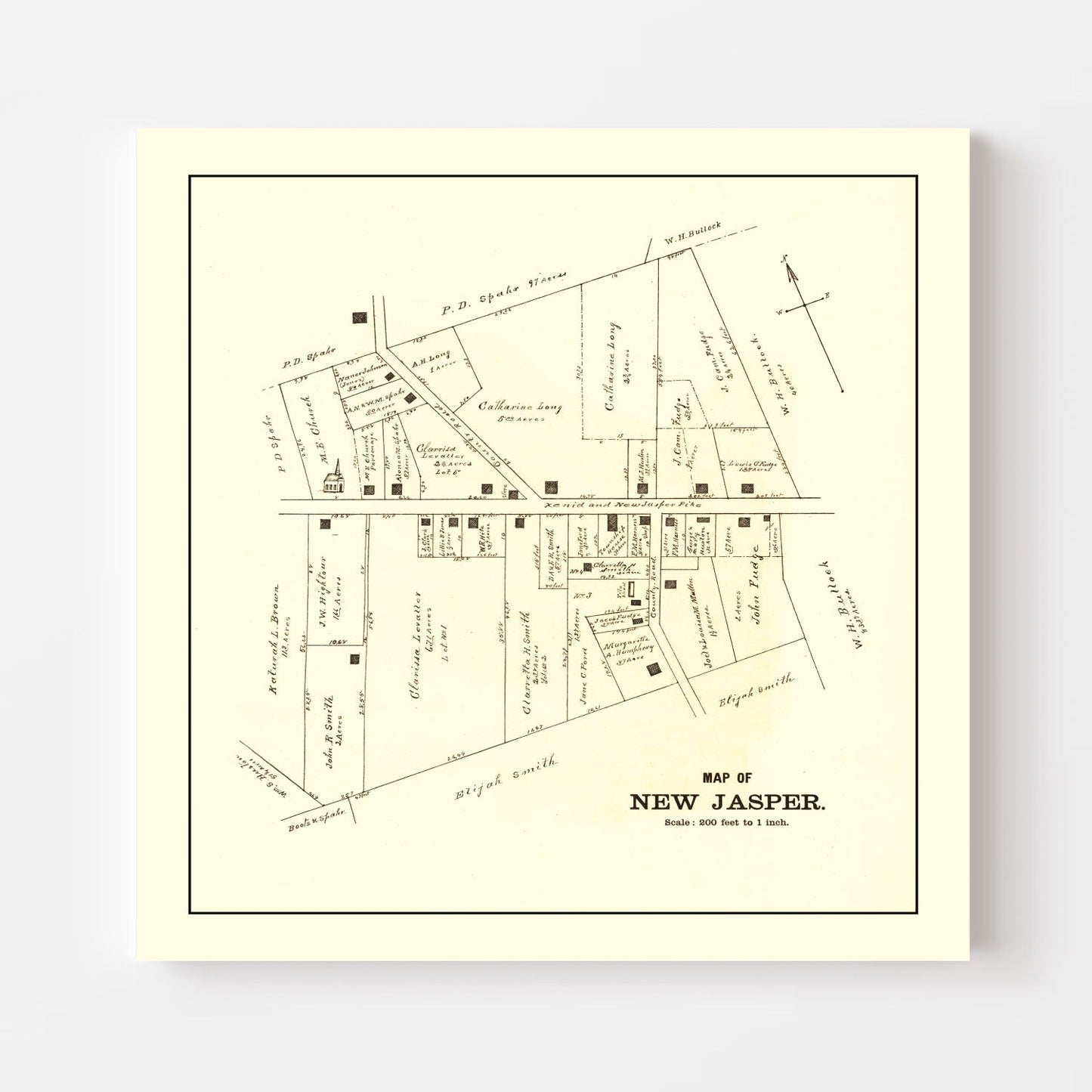 Vintage Map of New Jasper, Ohio, 1896
