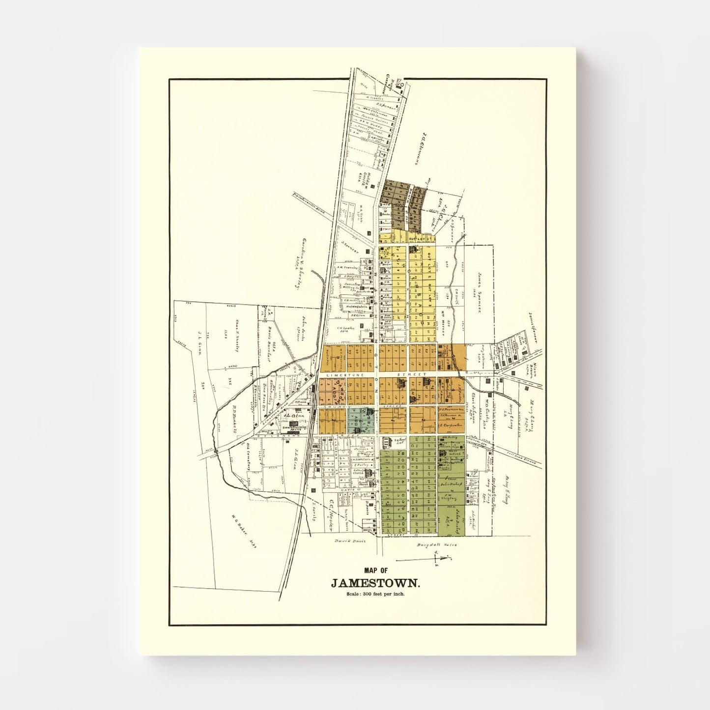 Vintage Map of Jamestown, Greene County, Ohio, 1896