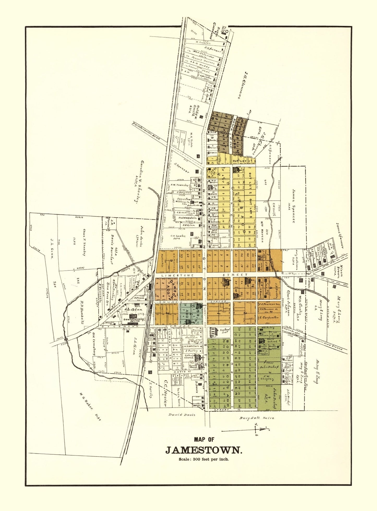 Vintage Map of Jamestown, Greene County, Ohio, 1896