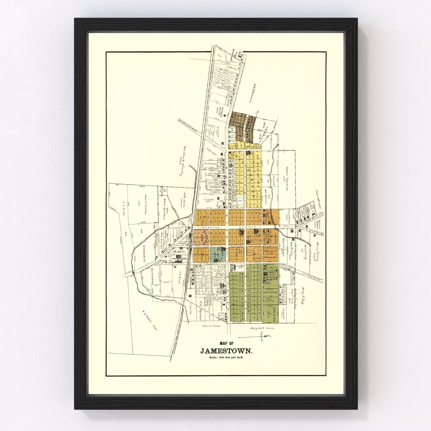 Vintage map of Jamestown, Greene County, Ohio, 1896