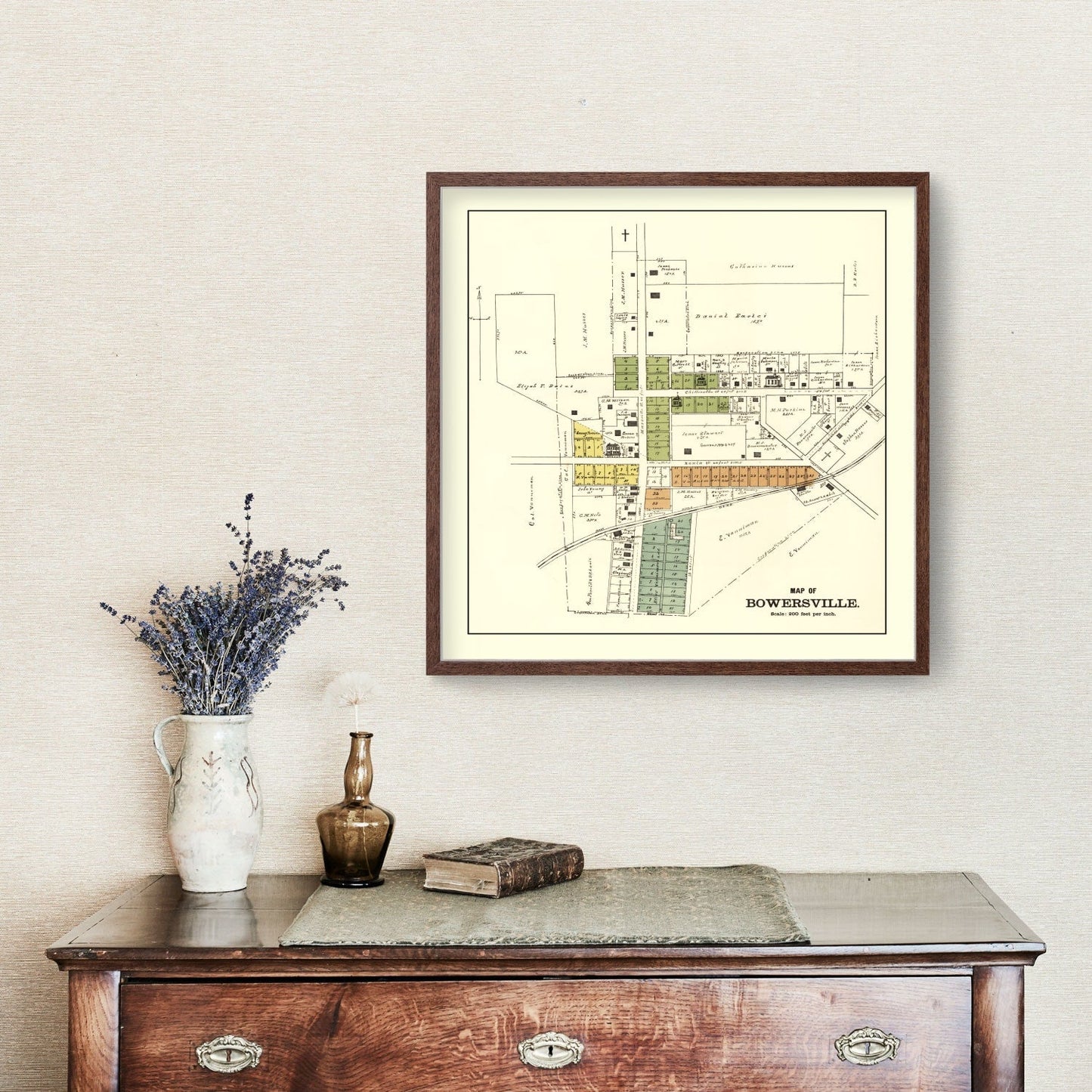 Vintage Map of Bowersville, Ohio 1896
