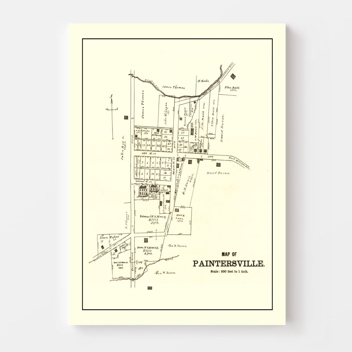 Vintage Map of Paintersville, Ohio, 1896
