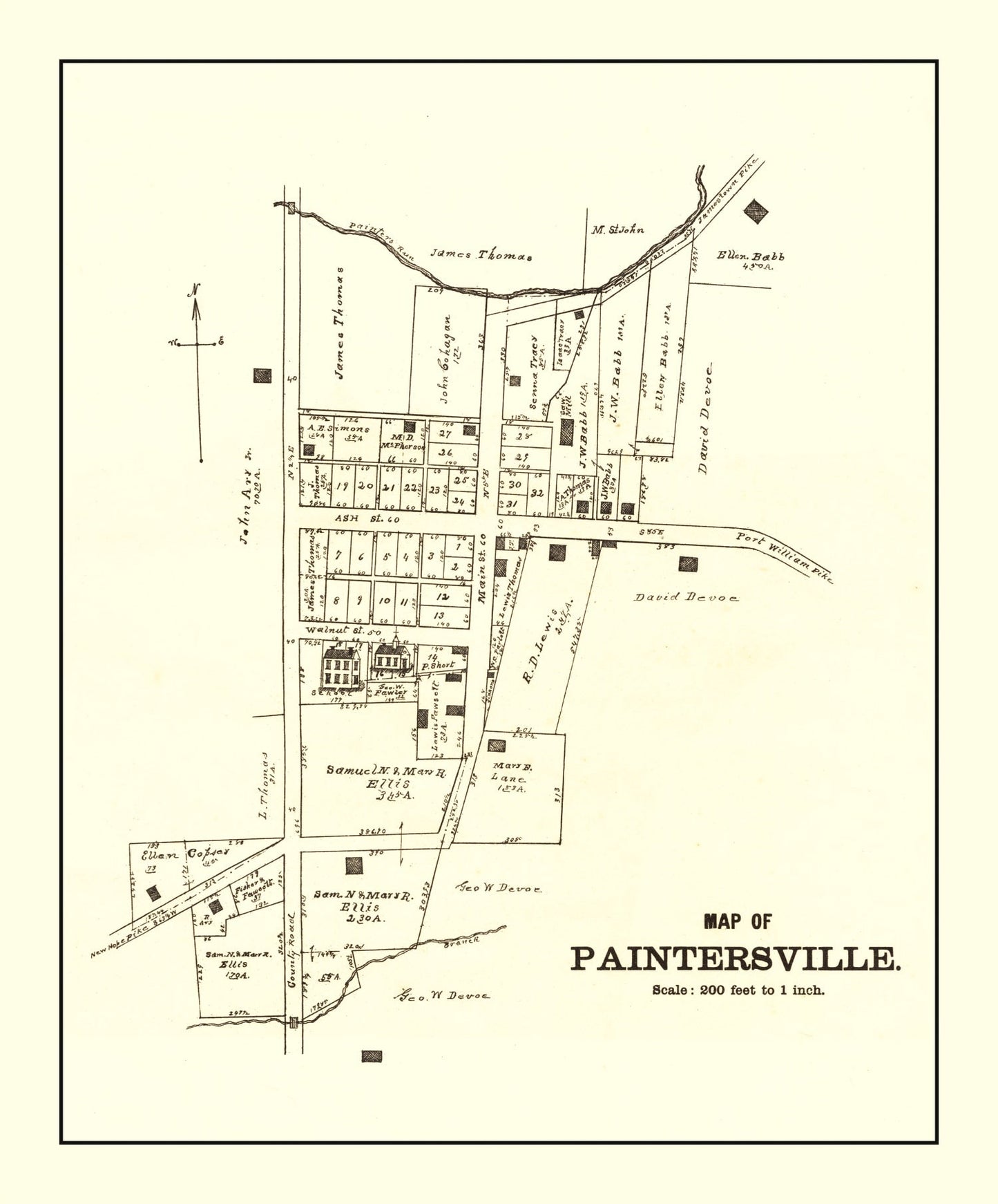 Vintage Map of Paintersville, Ohio, 1896
