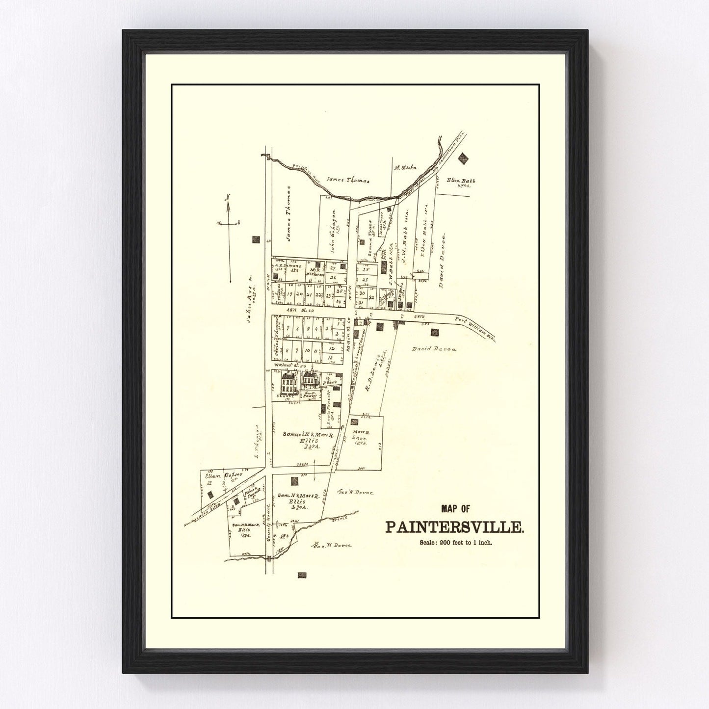 Vintage map of Paintersville, Ohio, 1896