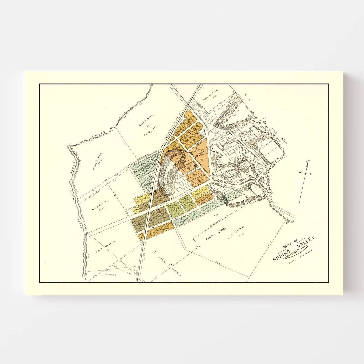 Vintage Map of Spring Valley, Ohio, 1896