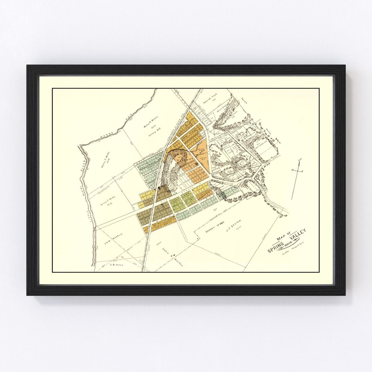 vintage map of Spring Valley, Ohio, 1896