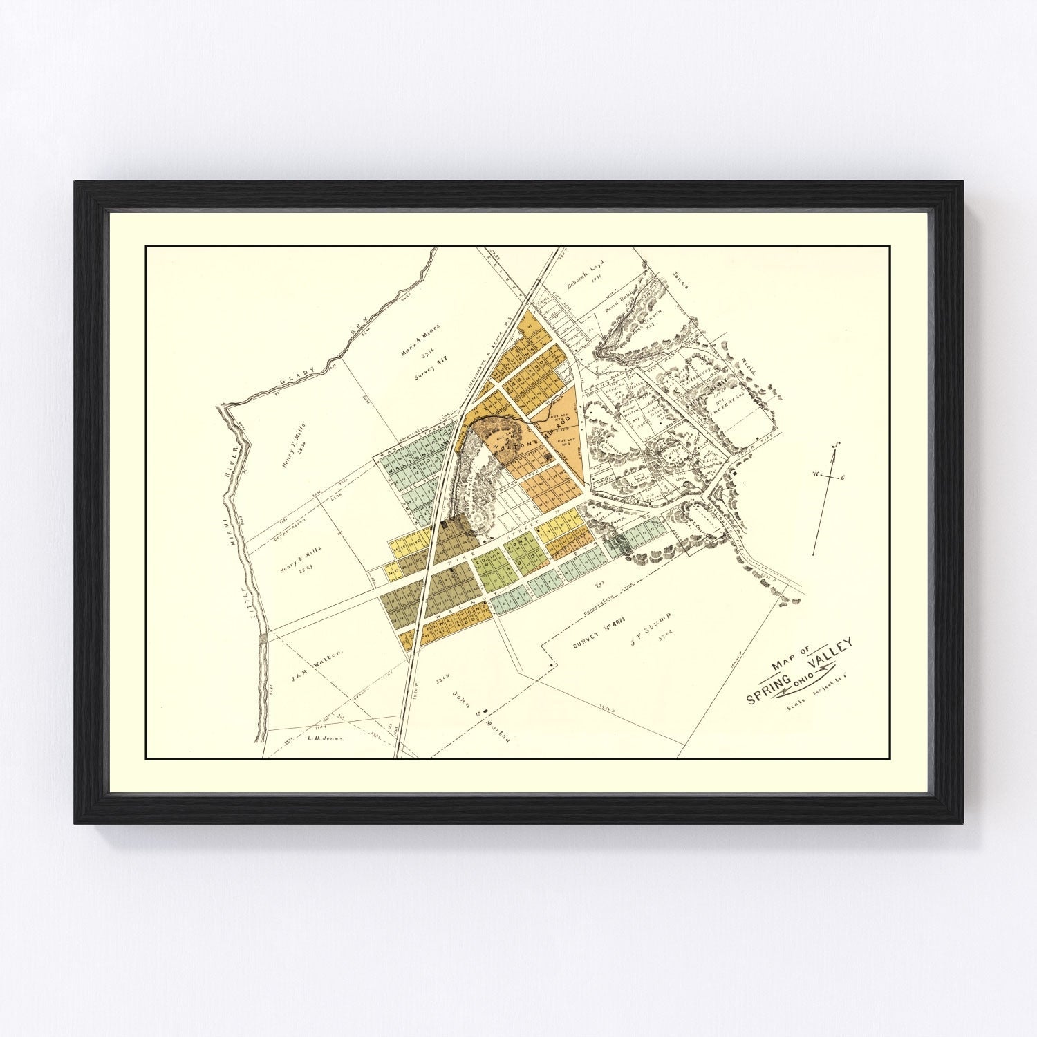 vintage map of Spring Valley, Ohio, 1896