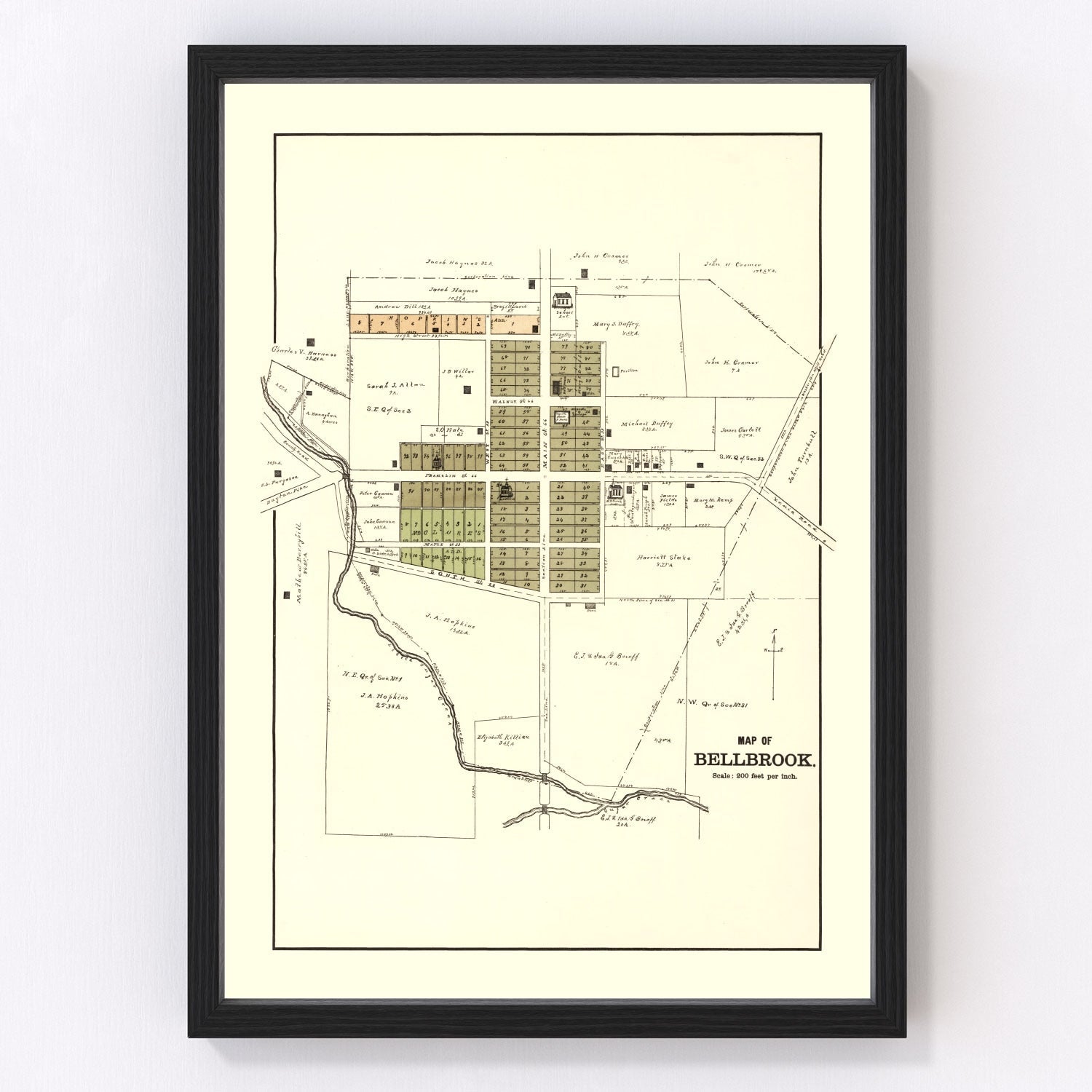 Vintage map of Bellbrook, Ohio, 1896