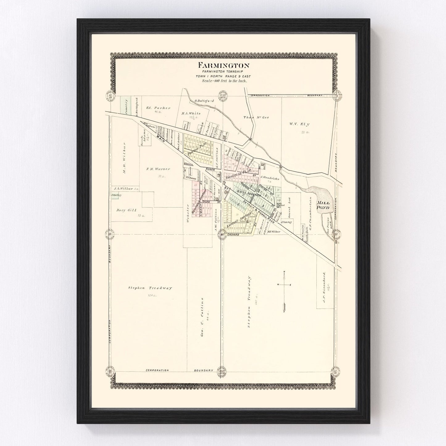 Vintage map of Farmington, Michigan, 1896