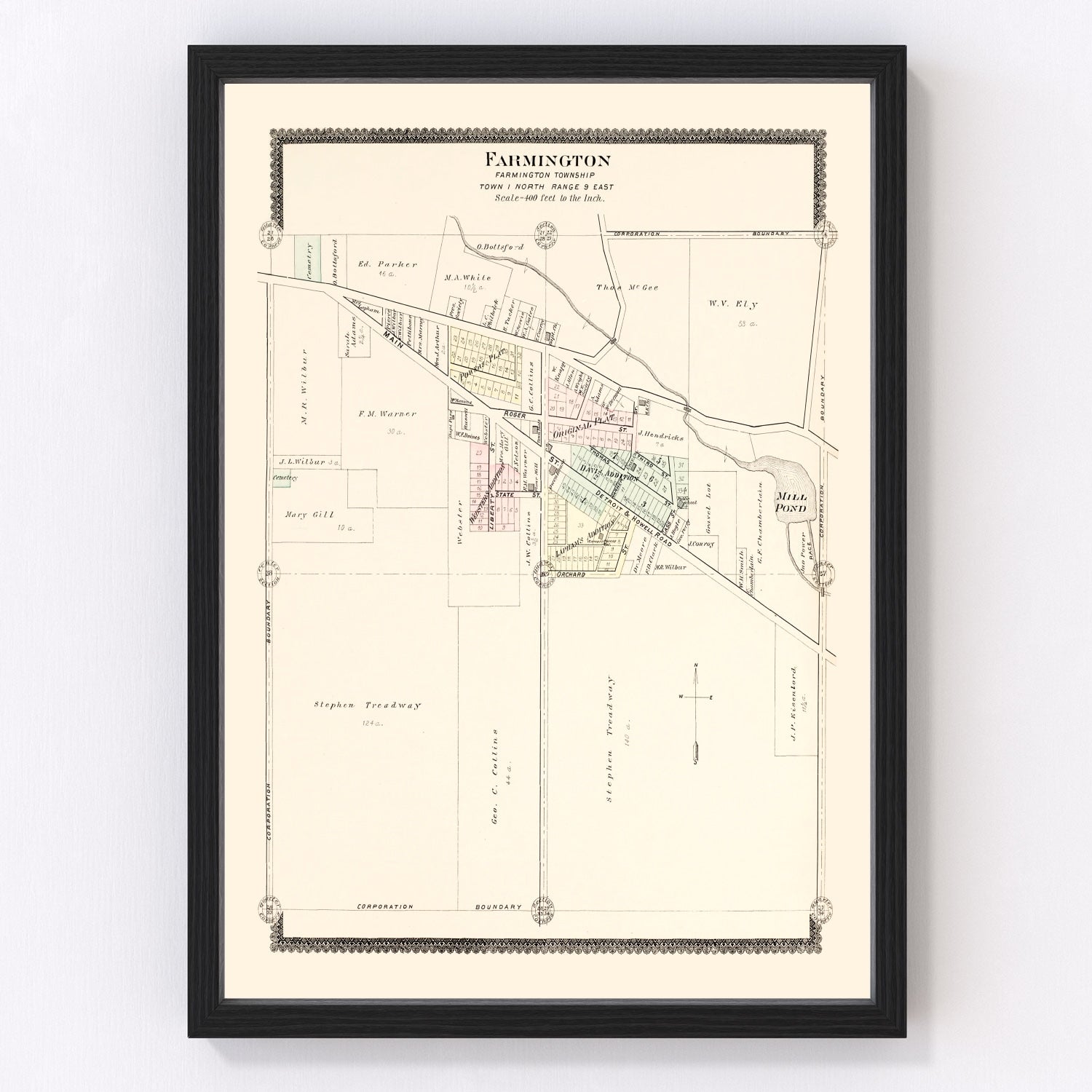 Vintage map of Farmington, Michigan, 1896