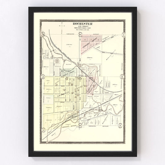 vintage map of Rochester, Michigan, 1896