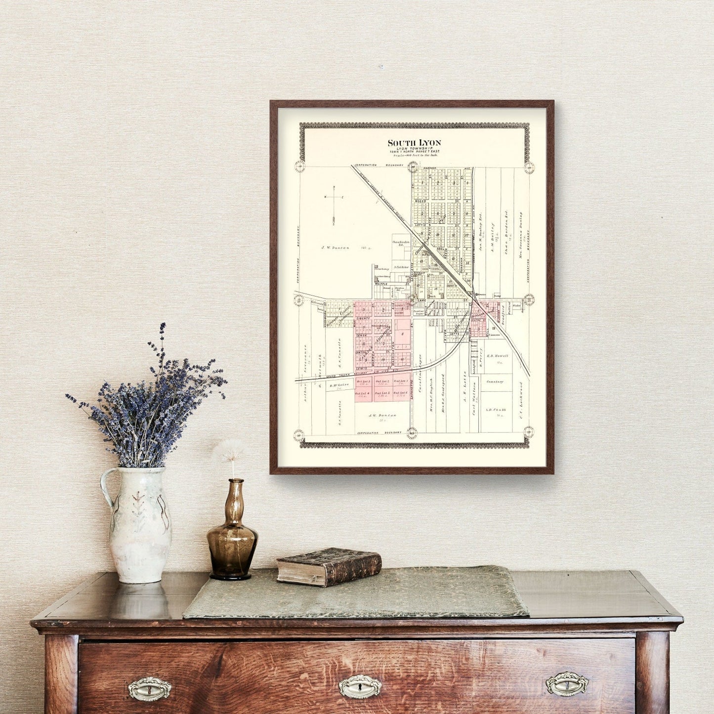 Vintage Map of South Lyon, Michigan, 1896