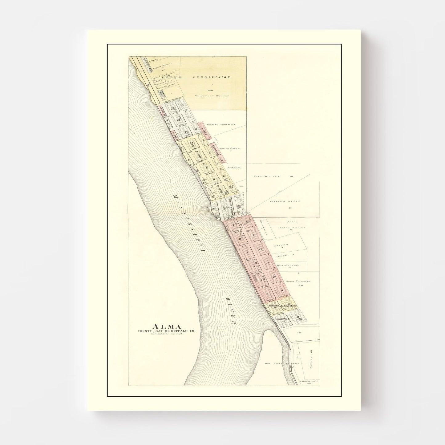 Vintage Map of Alma, Wisconsin, 1896