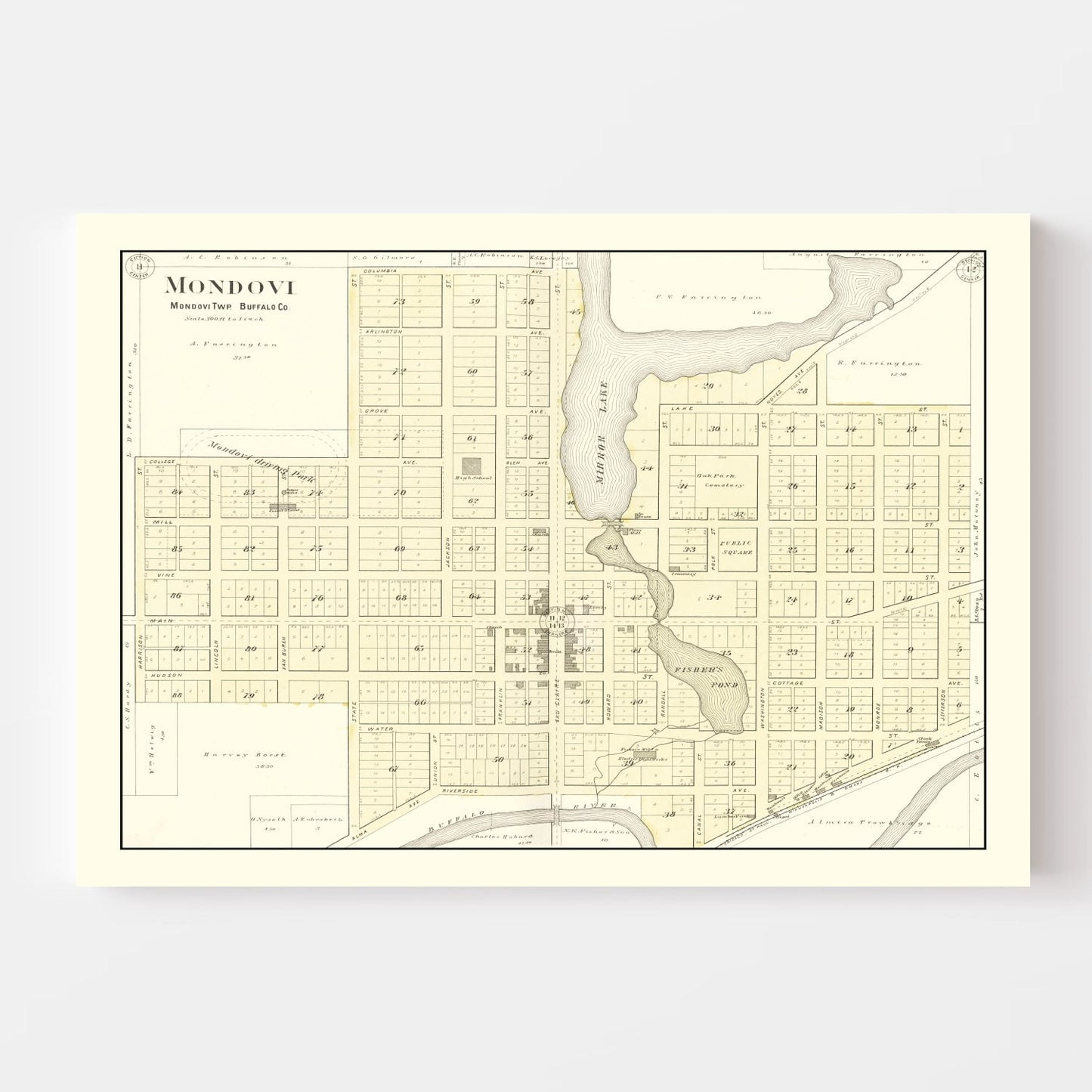 Vintage Map of Mondovi, Wisconsin, 1896