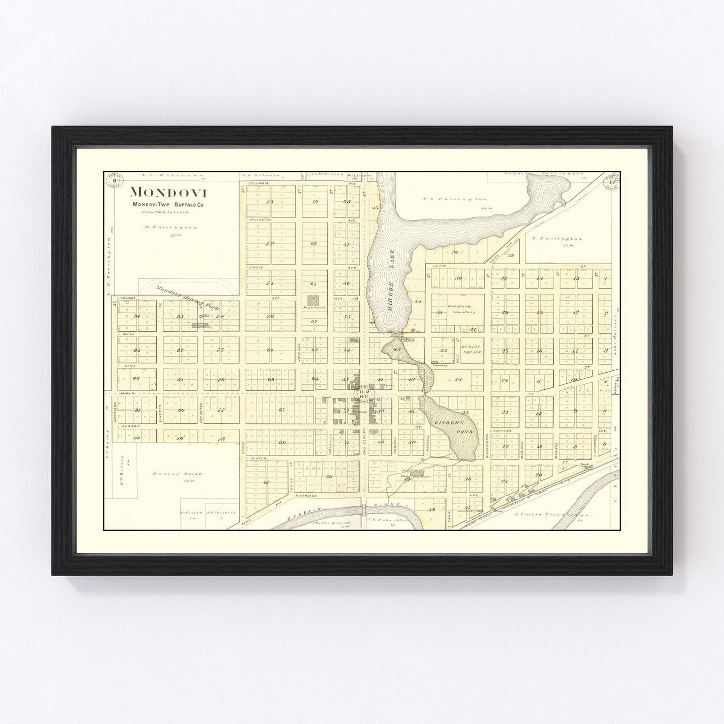 Vintage map of Mondovi, Wisconsin, 1896