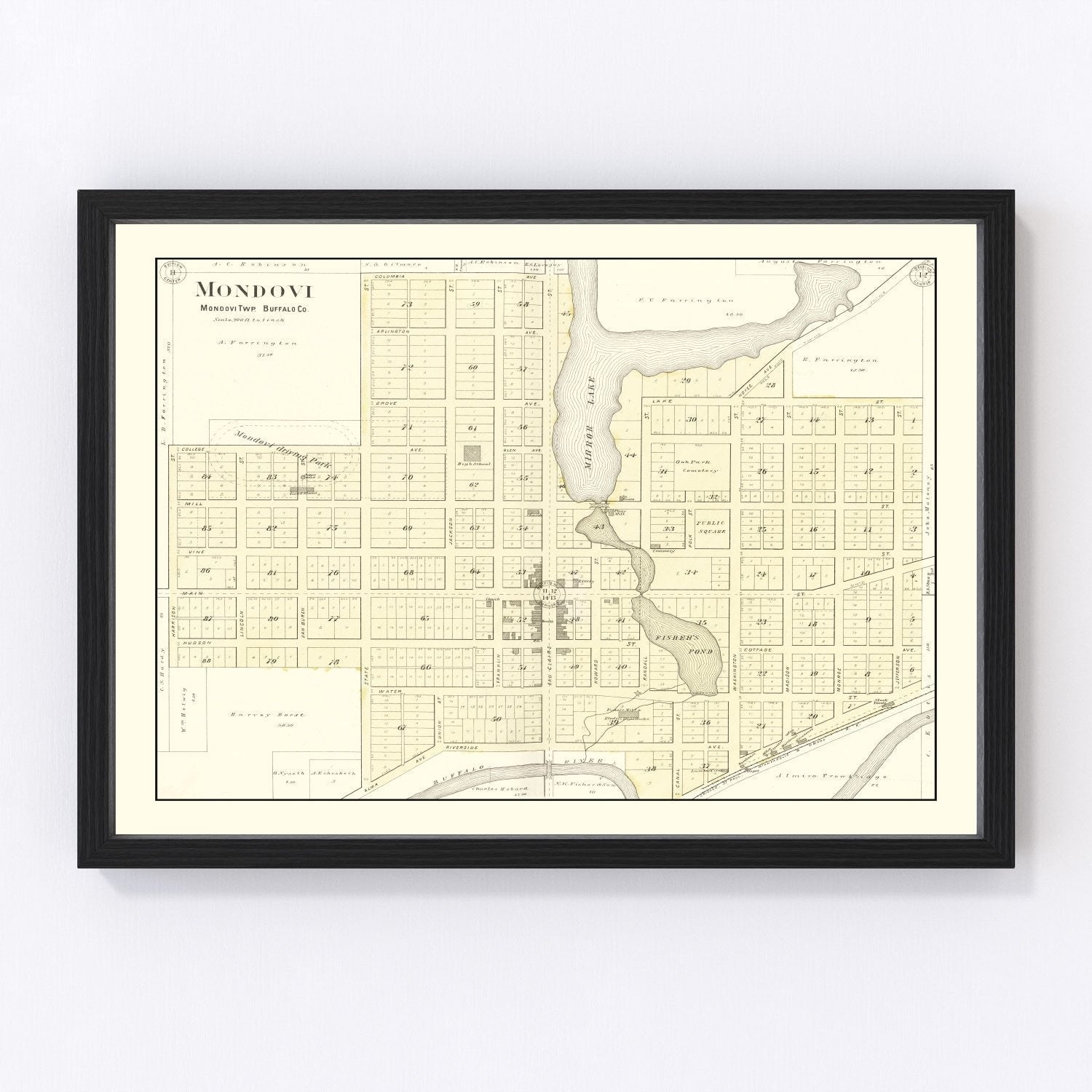 Vintage map of Mondovi, Wisconsin, 1896