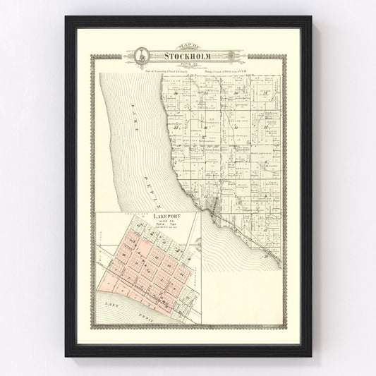 Vintage map of Stockholm, Pepin County, Wisconsin, 1896