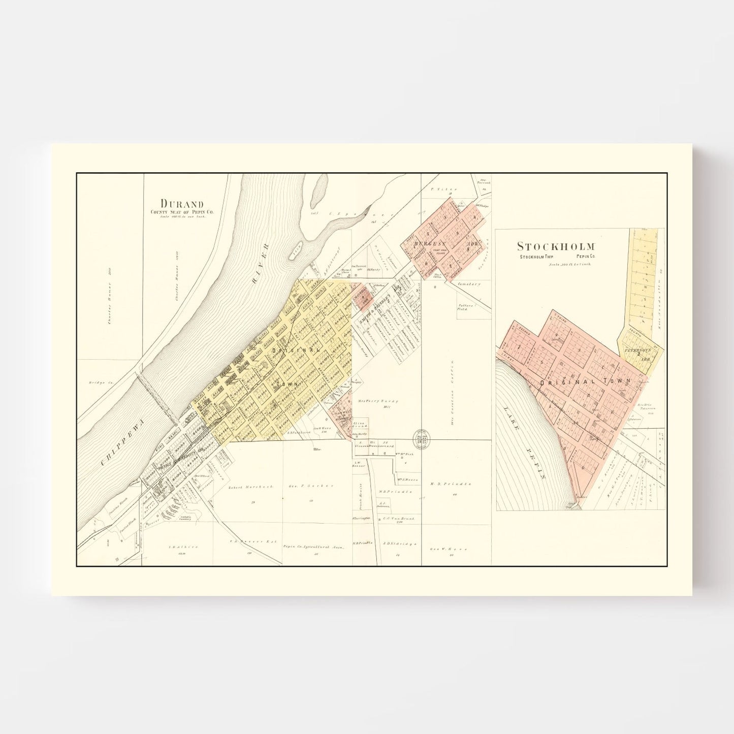 Vintage Map of Durand, Wisconsin, 1896