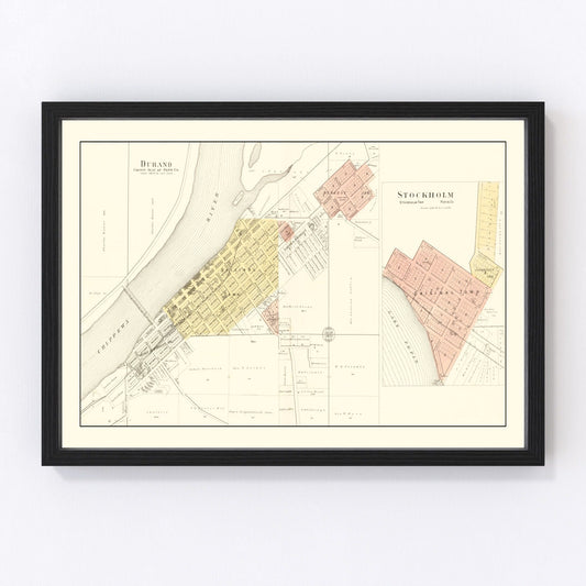 Vintage map of Durand, Wisconsin, 1896
