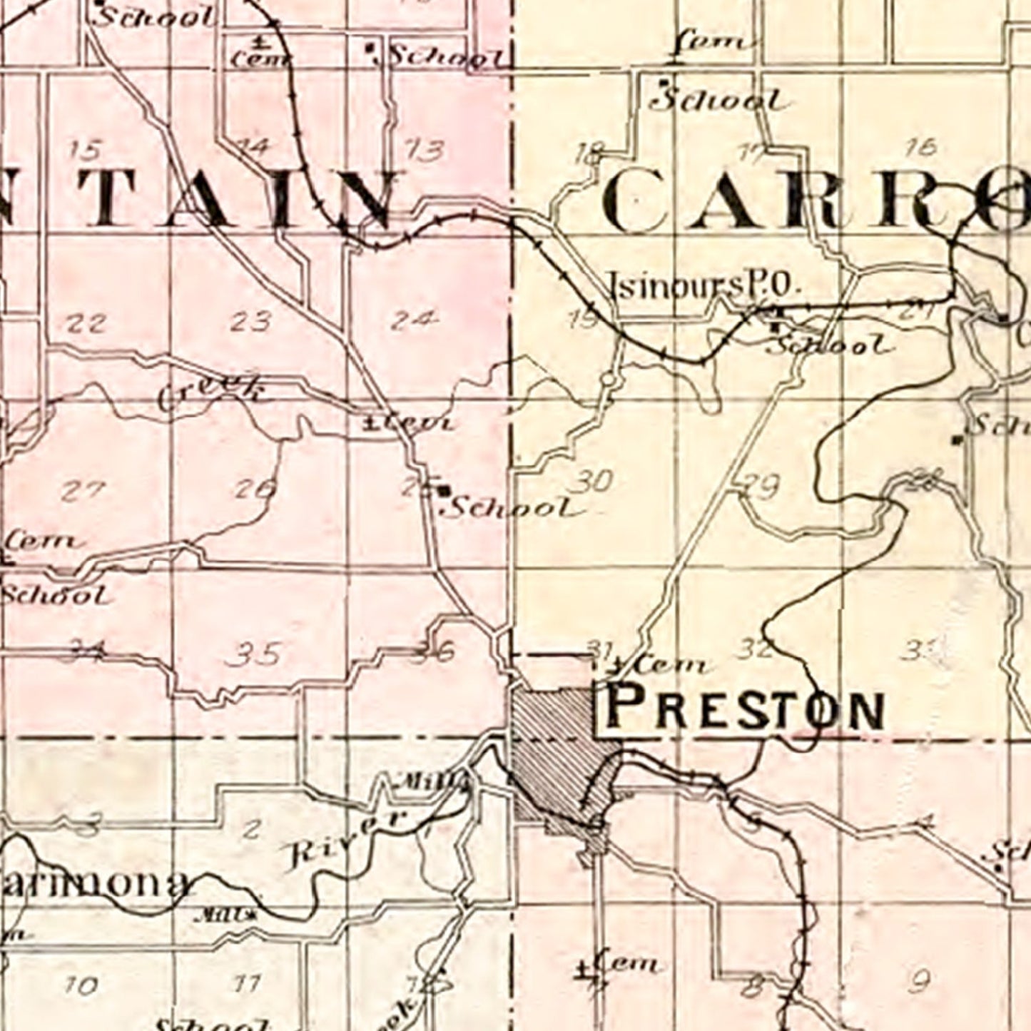 Vintage Map of Fillmore County, Illinois, 1896