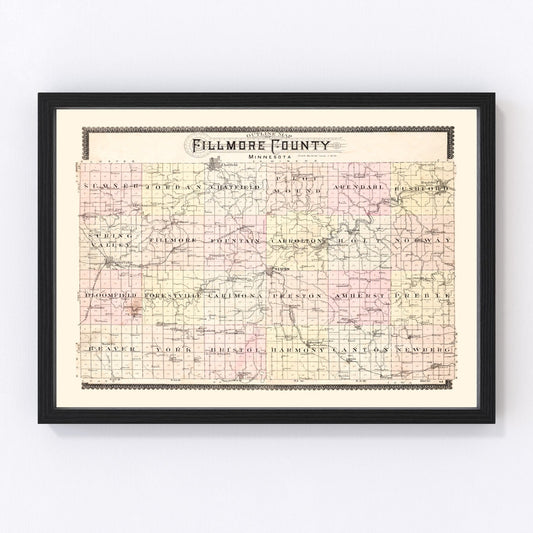 vintage map of Fillmore County, Illinois, 1896
