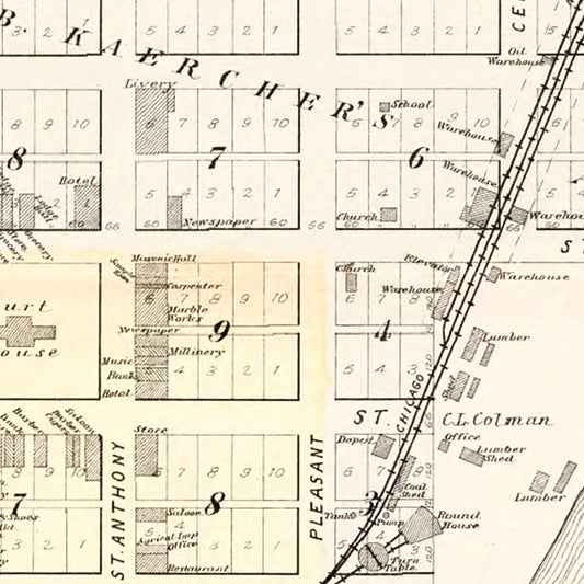 Vintage Map of Preston, Minnesota, 1896