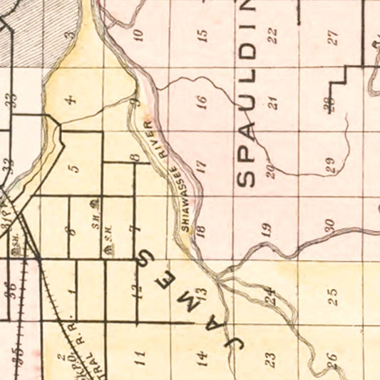 Vintage Map of Saginaw County, Michigan, 1896