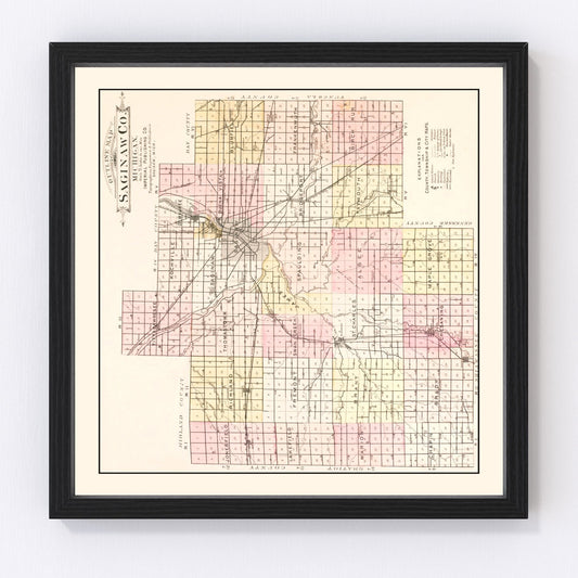 vintage map of Saginaw County, Michigan, 1896