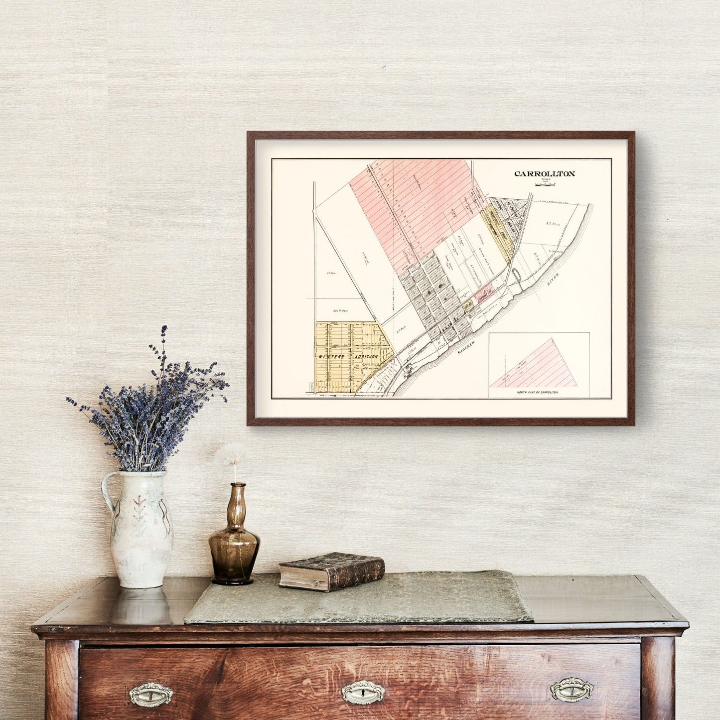 Vintage Map of Carrollton, Michigan, 1896