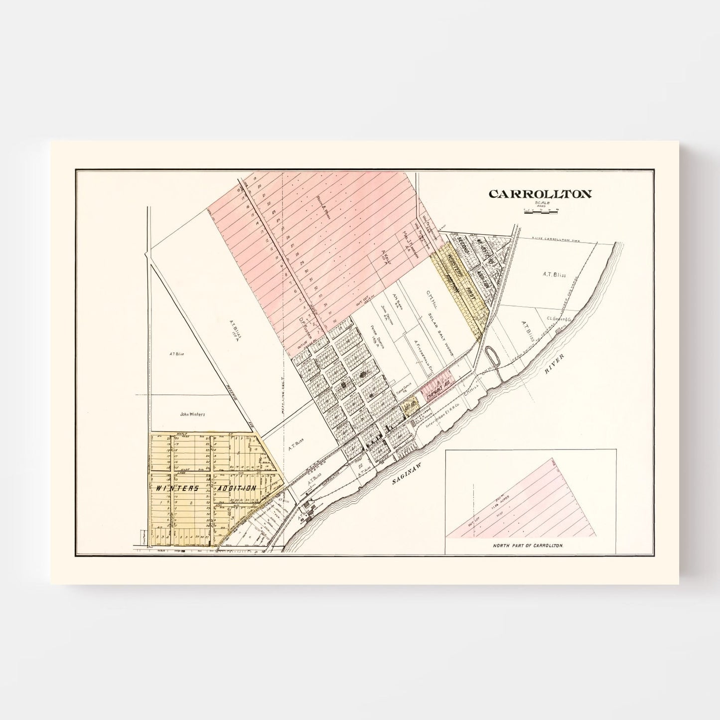 Vintage Map of Carrollton, Michigan, 1896