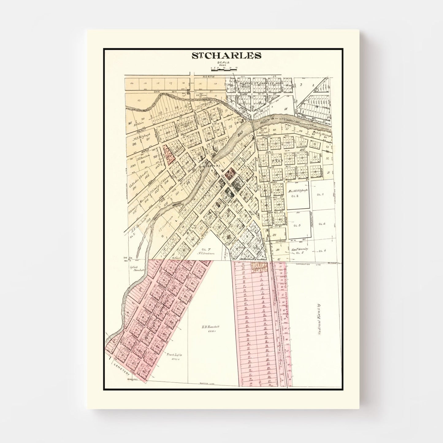 Vintage Map of Saint Charles, Michigan, 1896