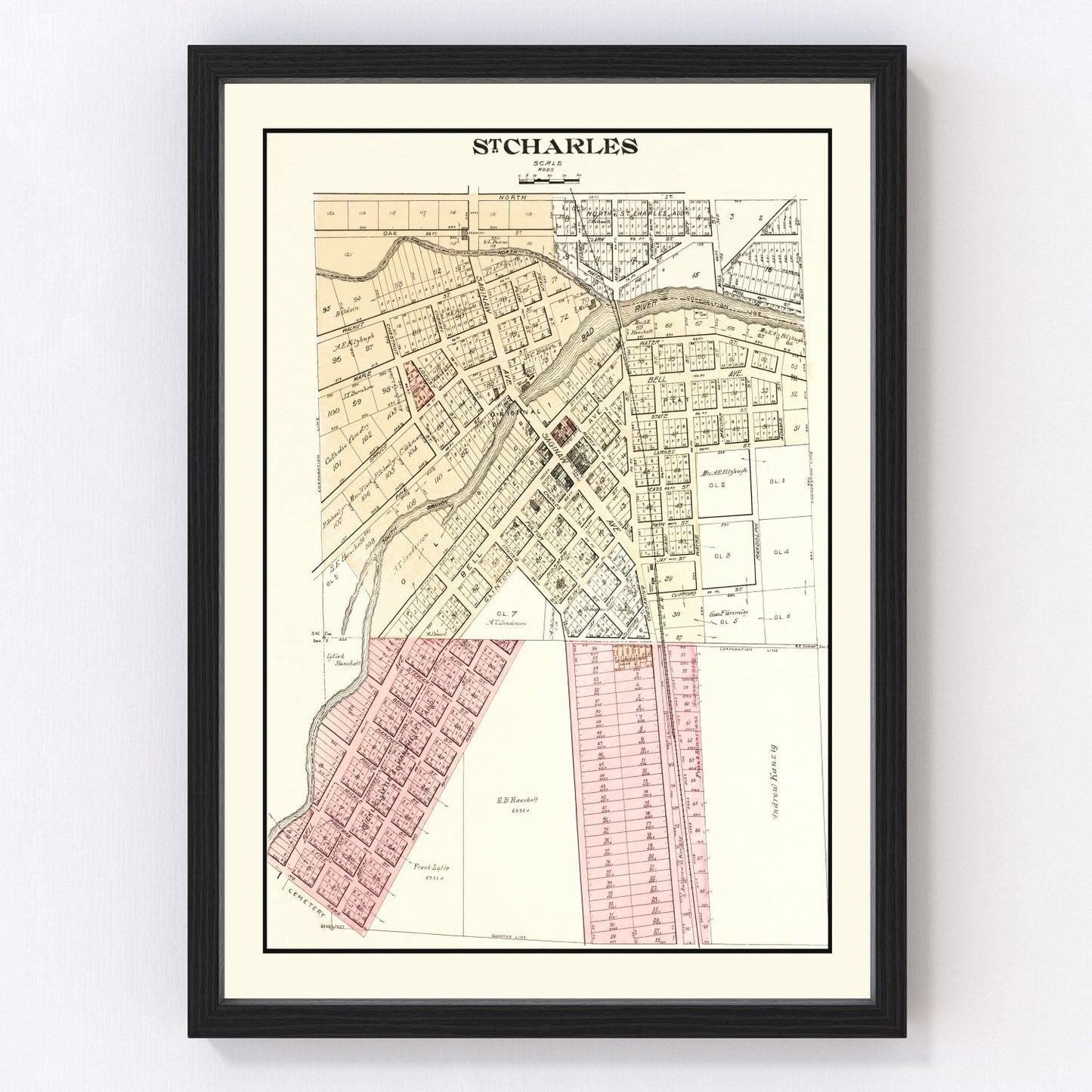 vintage map of Saint Charles, Michigan, 1896