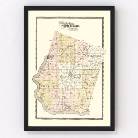 vintage map of Howard County, Missouri, 1897