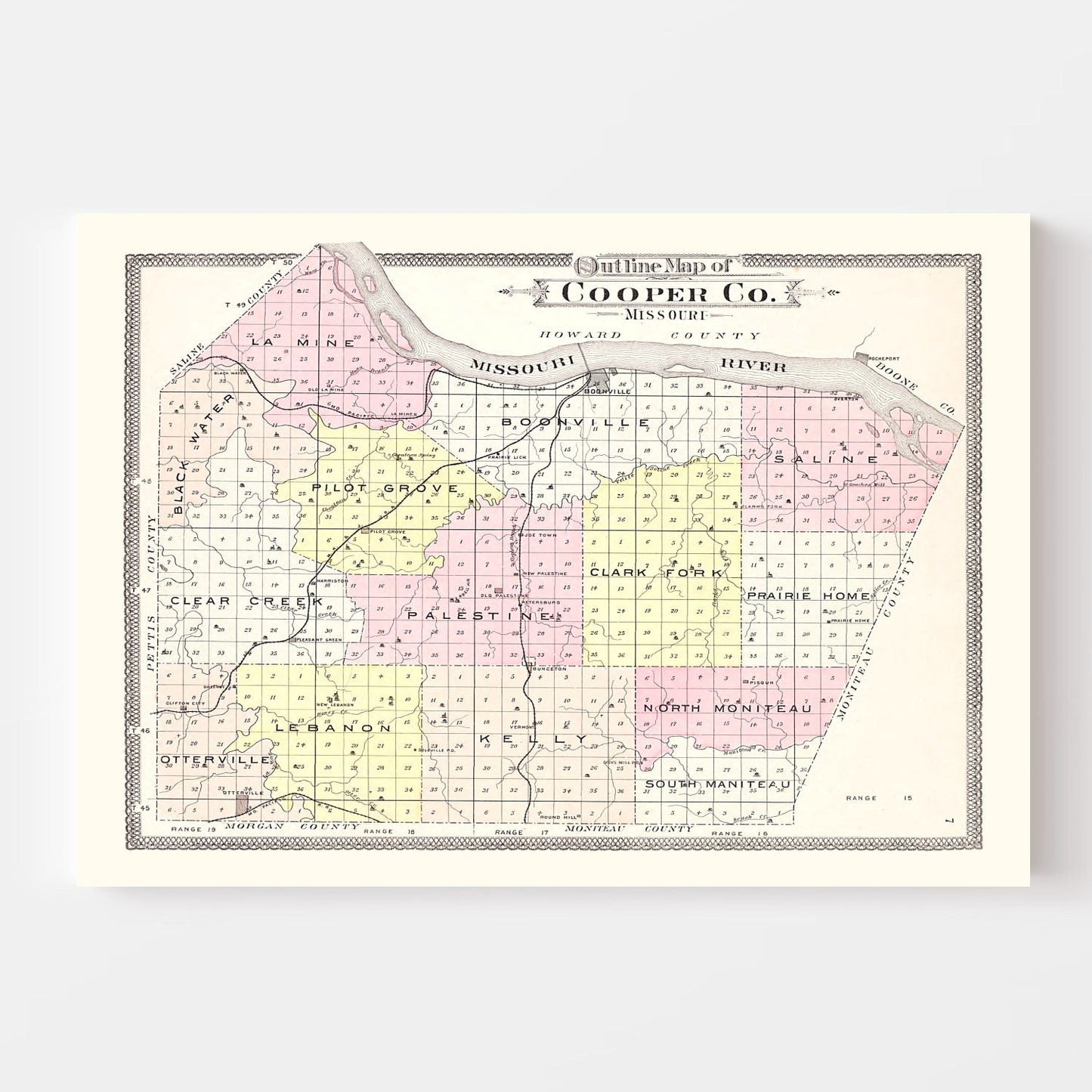 Vintage Map of Cooper County, Missouri, 1897