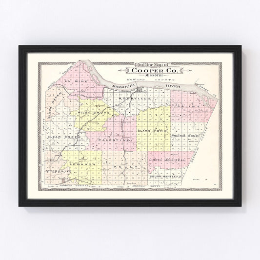 Vintage map of Cooper County, Missouri, 1897