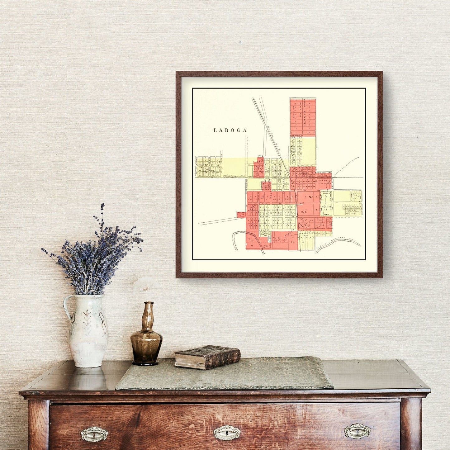 Vintage Map of Ladoga, Indiana, 1898