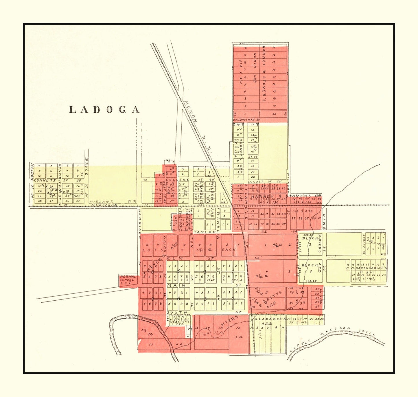 Vintage Map of Ladoga, Indiana, 1898