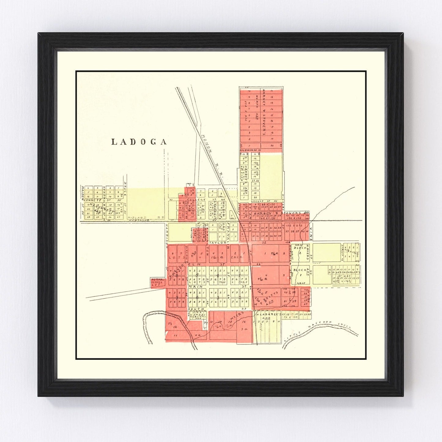 vintage map of Ladoga, Indiana, 1898
