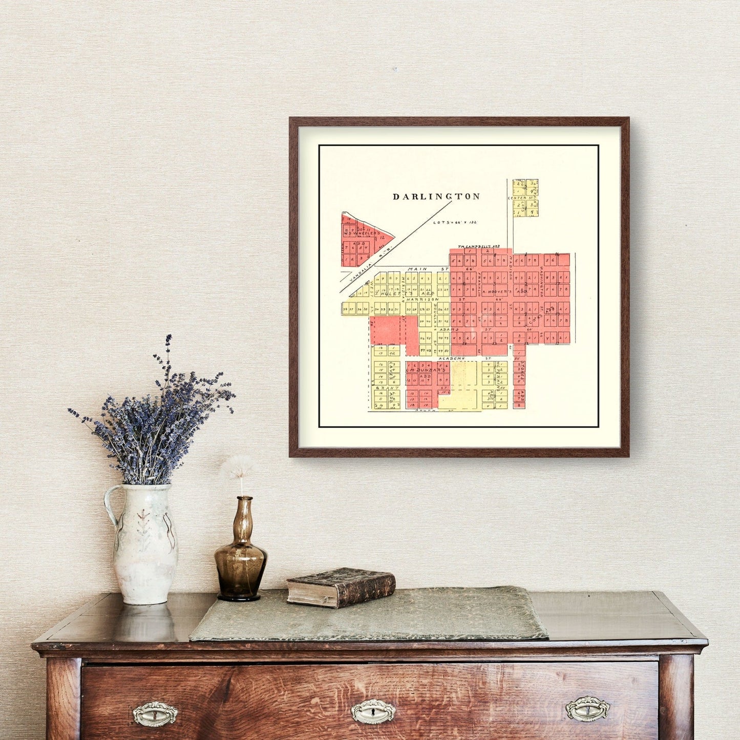 Vintage Map of Darlington, Indiana, 1898
