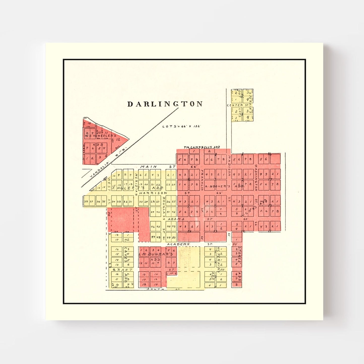 Vintage Map of Darlington, Indiana, 1898