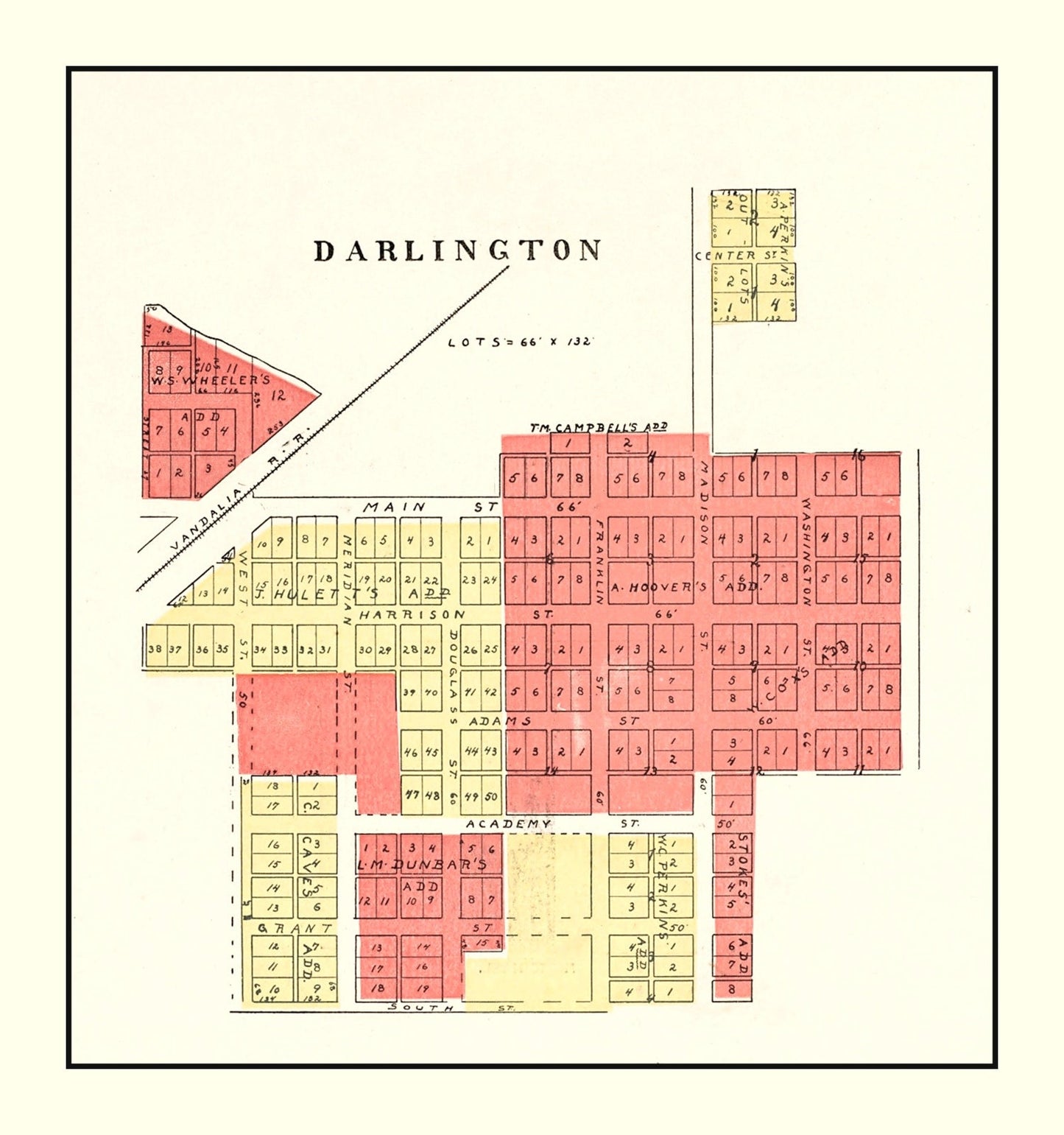 Vintage Map of Darlington, Indiana, 1898