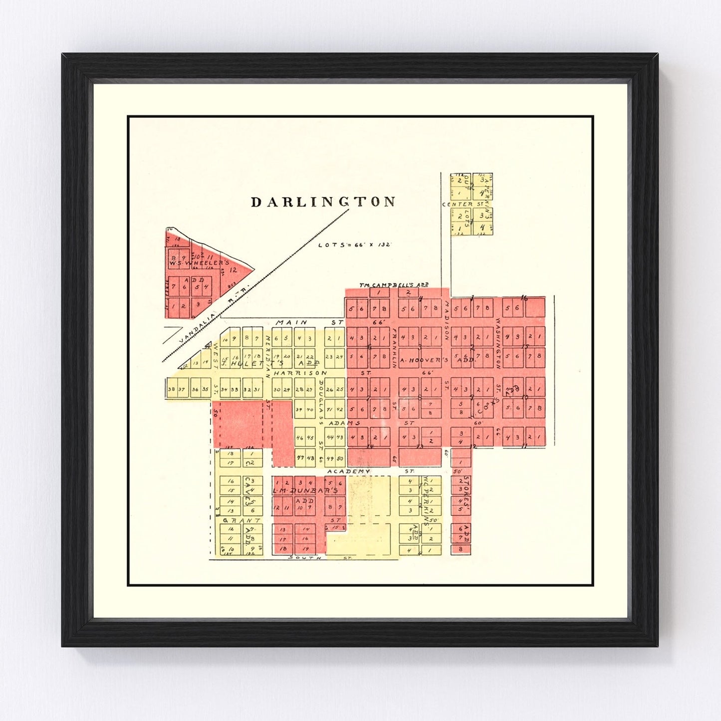 vintage map of Darlington, Indiana, 1898
